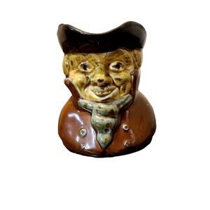 Vintage Toby Mug Creamer Pitcher Colonial Man Design Crackle Primitive Old